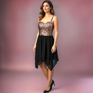 Y2K Babydoll‎ Sequin Dress M Sheer Fairy Grunge Whimsigoth Speechless Asymmetric